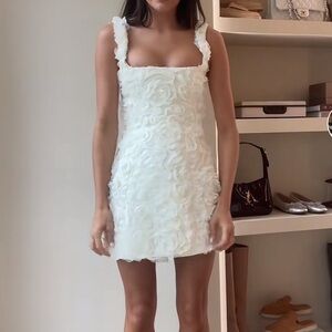 OH POLLY POSY Floral-Appliqué Corset Mini Dress in White